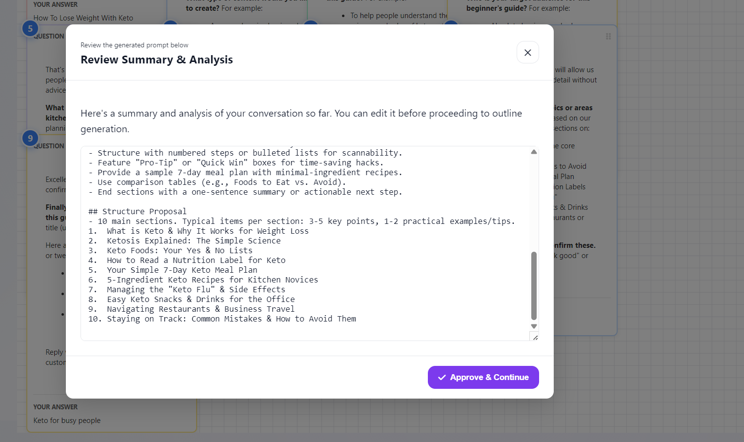 Interview summary and relationships