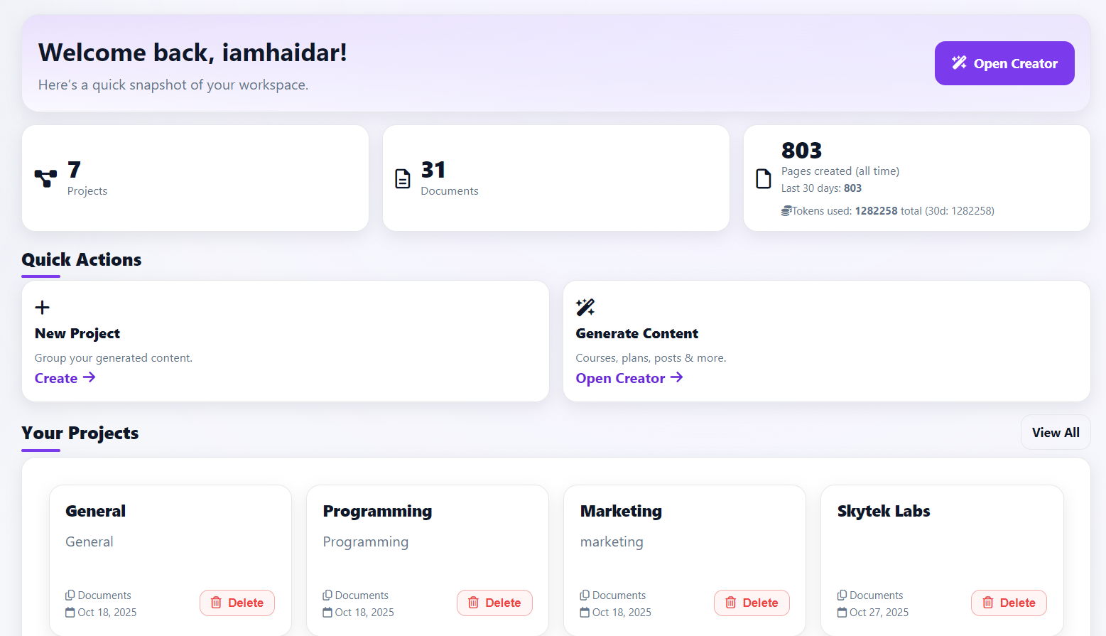 Tomeo dashboard overview