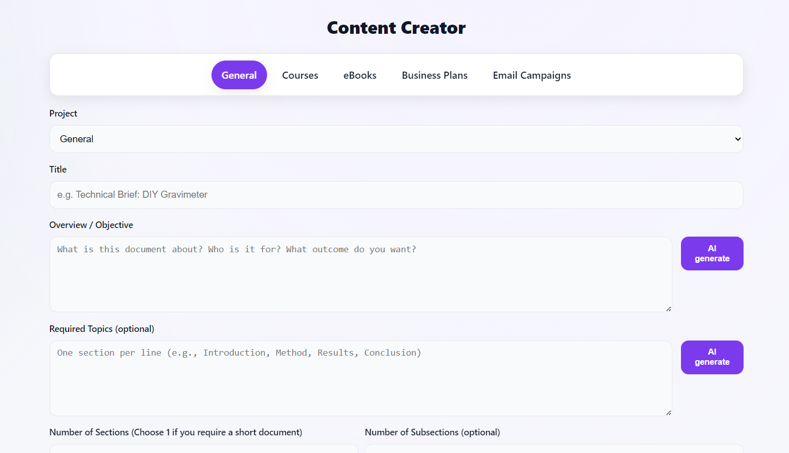 Template generators list